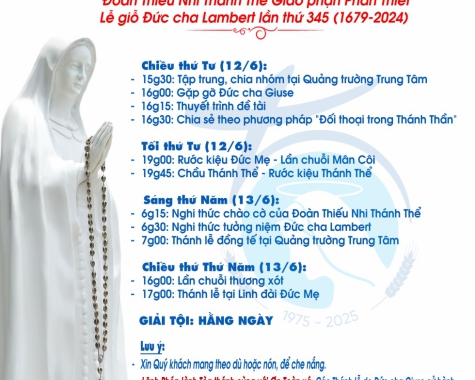 THÔNG BÁO: CHƯƠNG TRÌNH HÀNH HƯƠNG ĐỨC MẸ TÀPAO (NGÀY 12&13/06/2024)