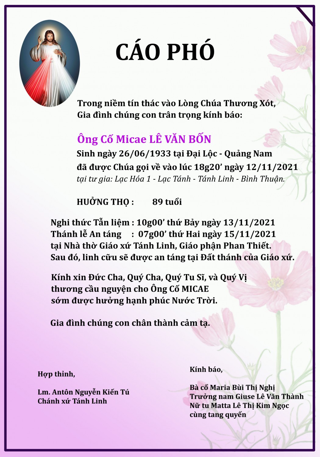 Ông Cố Micae Le Van Bon