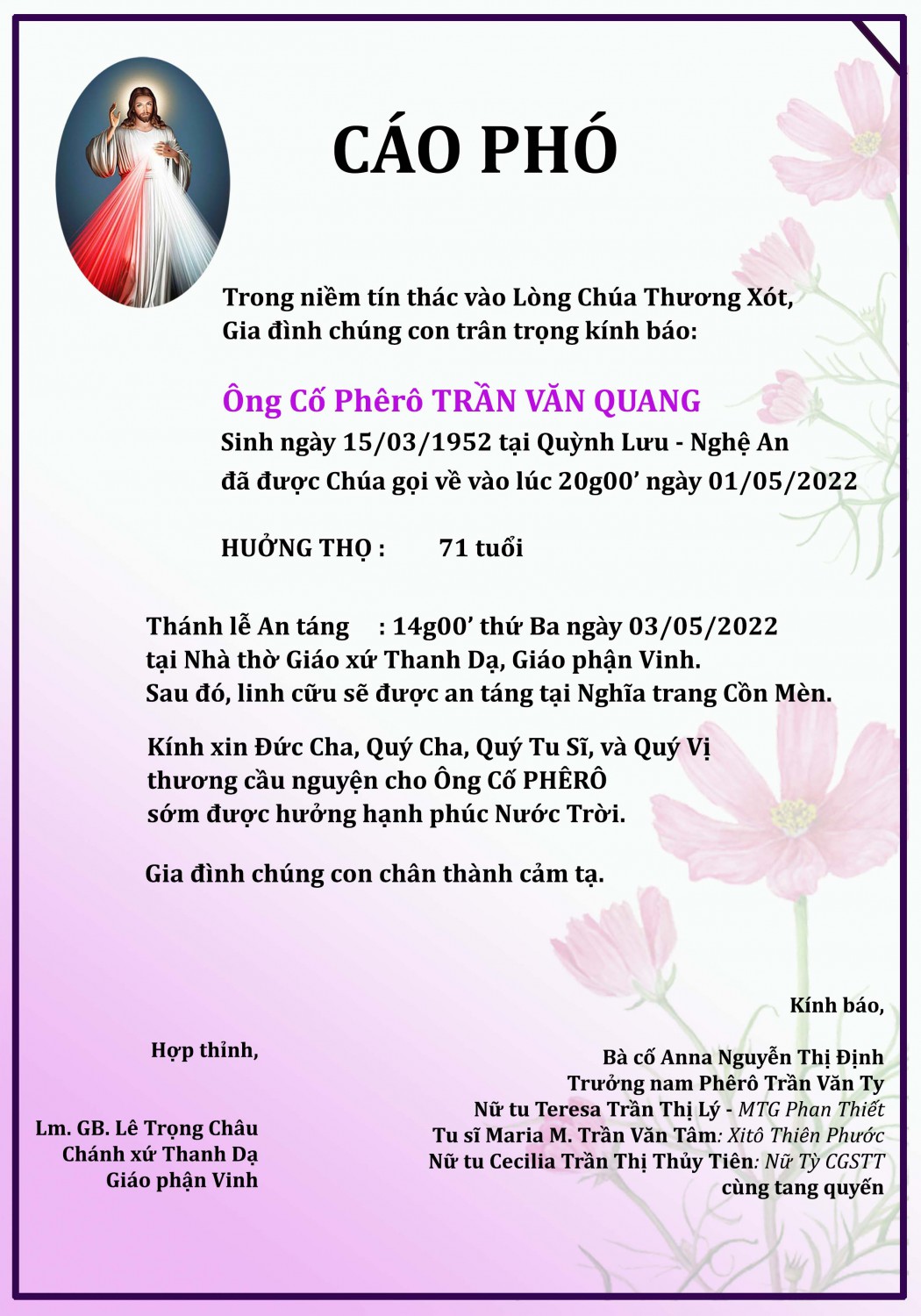 Ông Cố Phêrô Trân Văn Quang